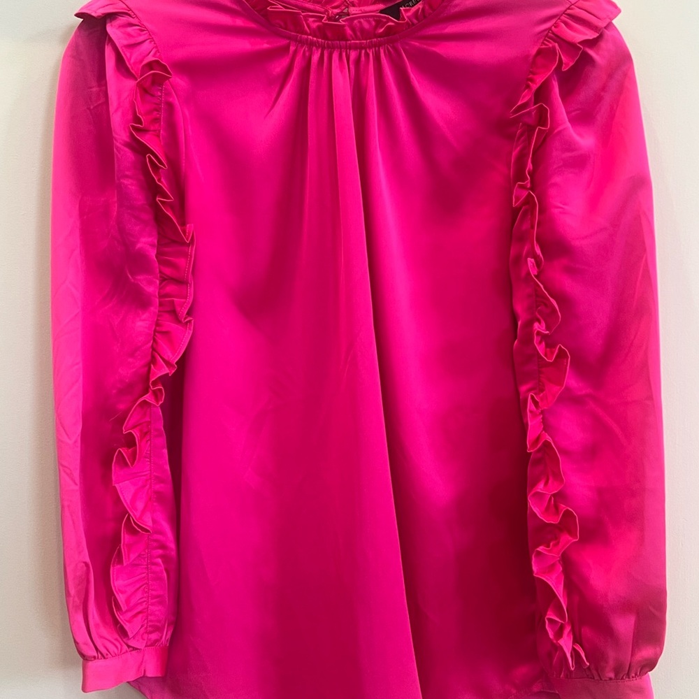 J. Crew Fuchsia Ruffle Top